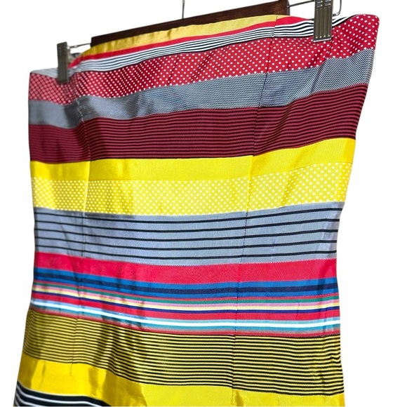 J. McLaughlin Strapless Sheath Joy Dress 2 Stripe Party Cocktail Date Night - Picture 9 of 11